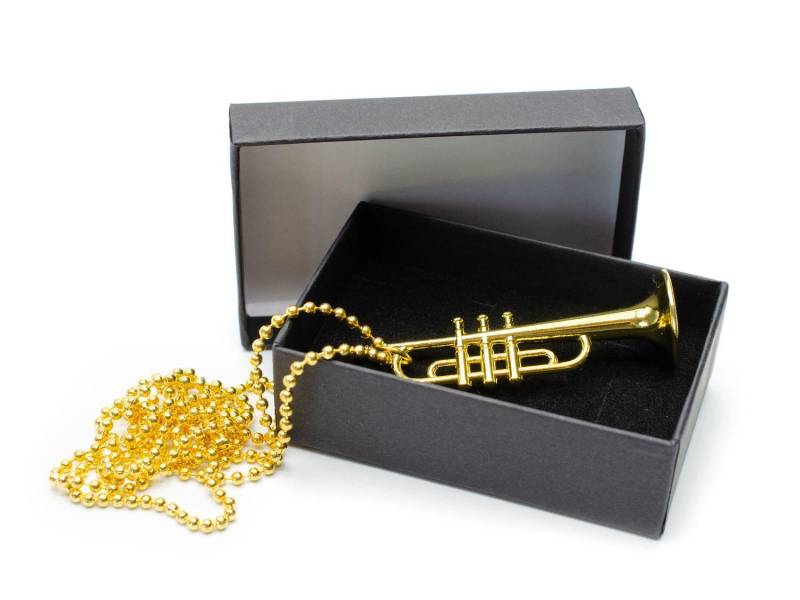Trompete Kette Miniblings Anhänger Halskette Kugel 80cm Instrument Fun Pappbox von Miniblings