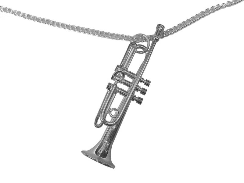 Trompete Kette Trompetenkette Halskette Miniblings Trompeter 60cm +Box Silber von Miniblings
