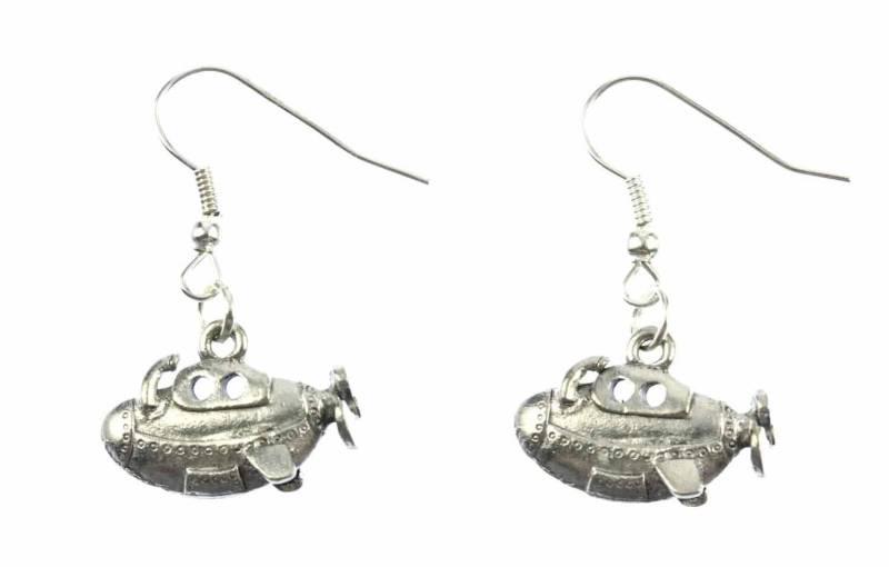 U-Boot Ohrringe Miniblings Tauchboot Boot Schiff Yellow Submarine Uboot Silber von Miniblings