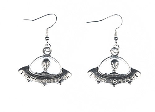 Ufo Ohrringe Miniblings Hänger Alien Außerirdischer Sci-Fi Weltall All silber von Miniblings