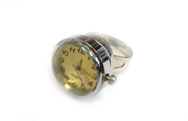 Uhr Funktioniert Ring Miniblings Fingerring Snap Button Uhrzeit Armbanduhr Golden von Miniblings