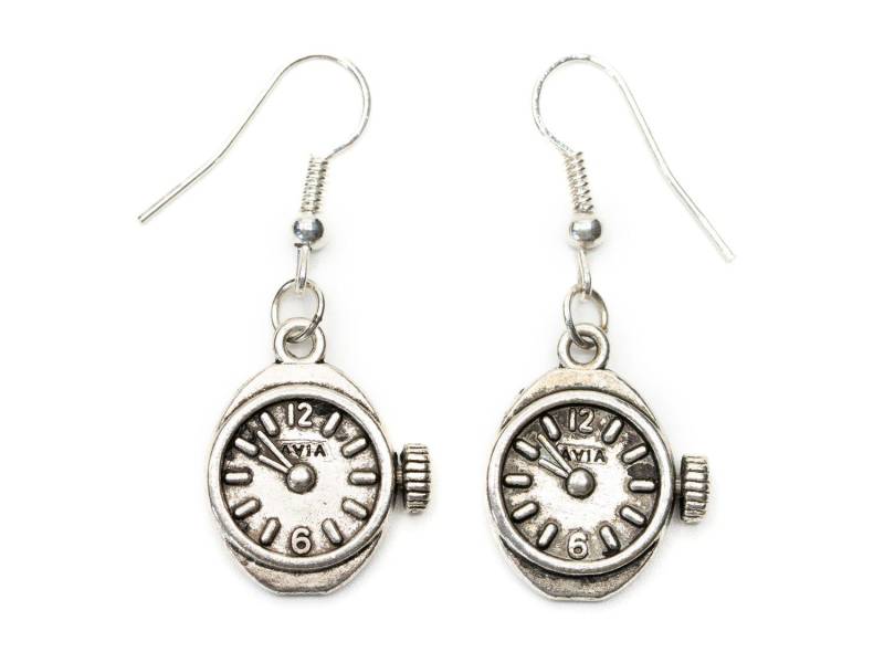 Uhr Ohrringe Uhrwerk Armbanduhr Zeit Steampunk Miniblings Ohrhänger Silber von Miniblings