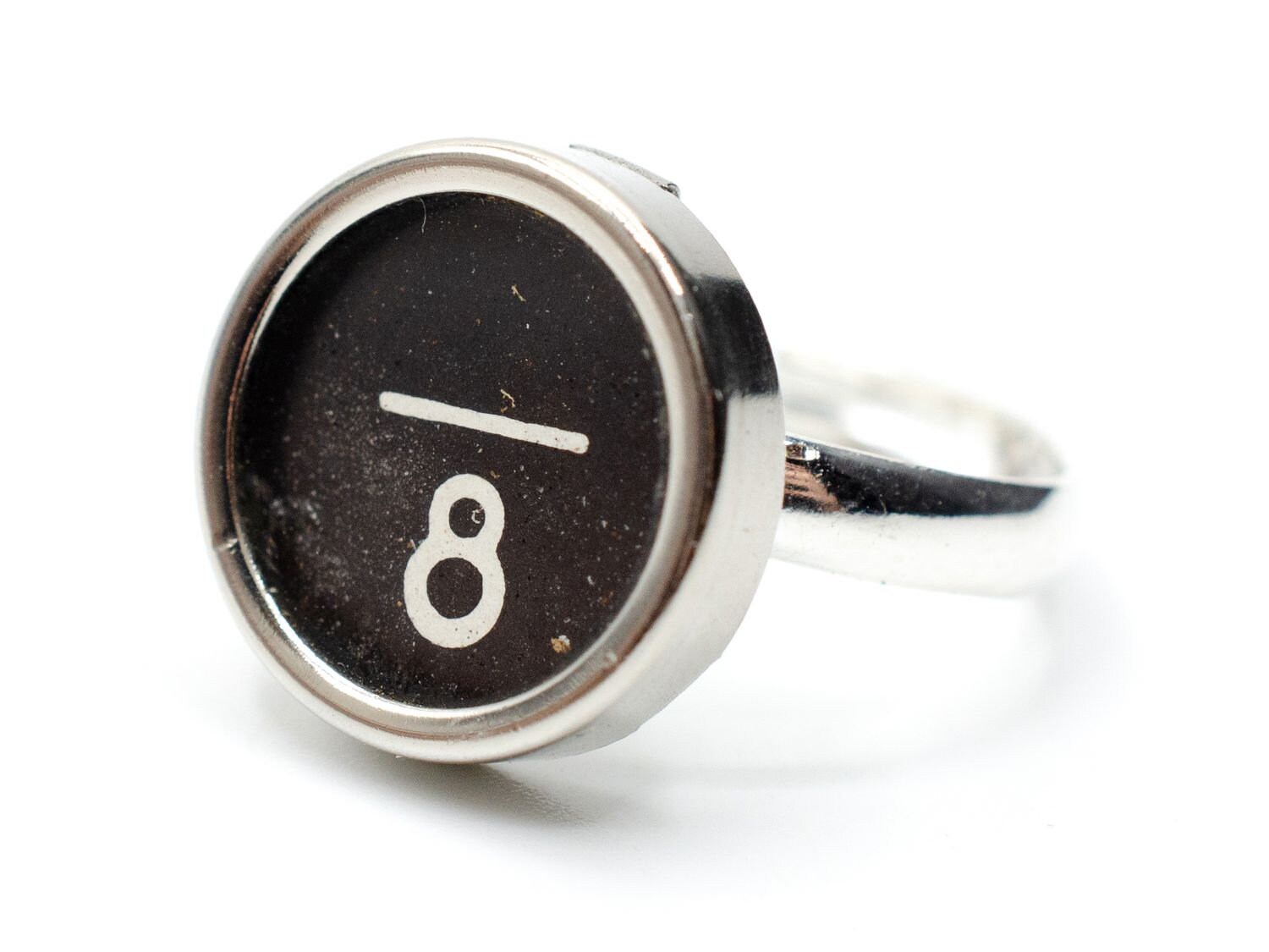 Unterstrich 8 Acht Taste Ring Schreibmaschinentaste Miniblings Upcycling Schwarz von Miniblings