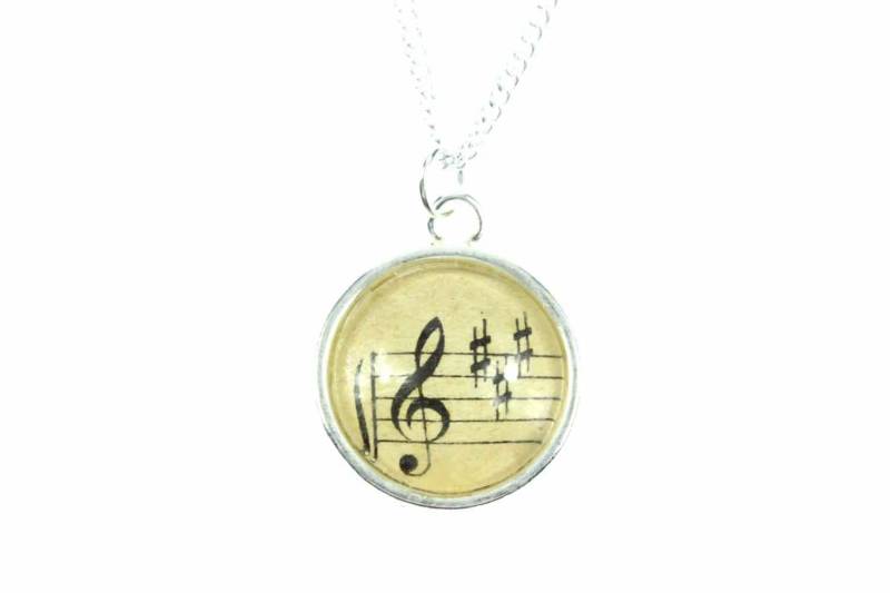 Violinschlüssel Notenschlüssel Cabochon Kette Miniblings 45cm Musik Noten L von Miniblings