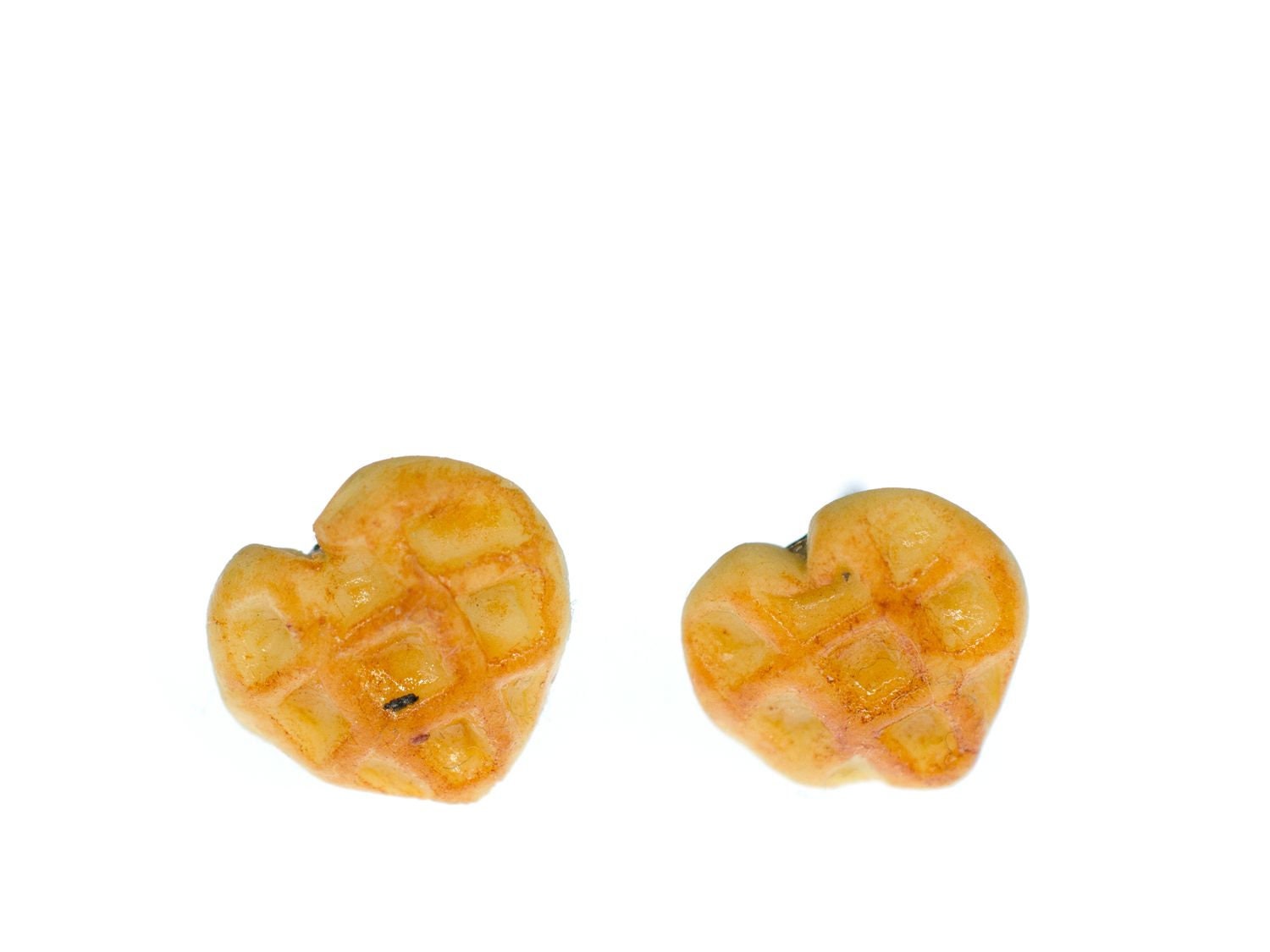 Waffelherz Ohrstecker Miniblings Stecker Ohrringe Liebe Herzchen Waffeln Herzen von Miniblings