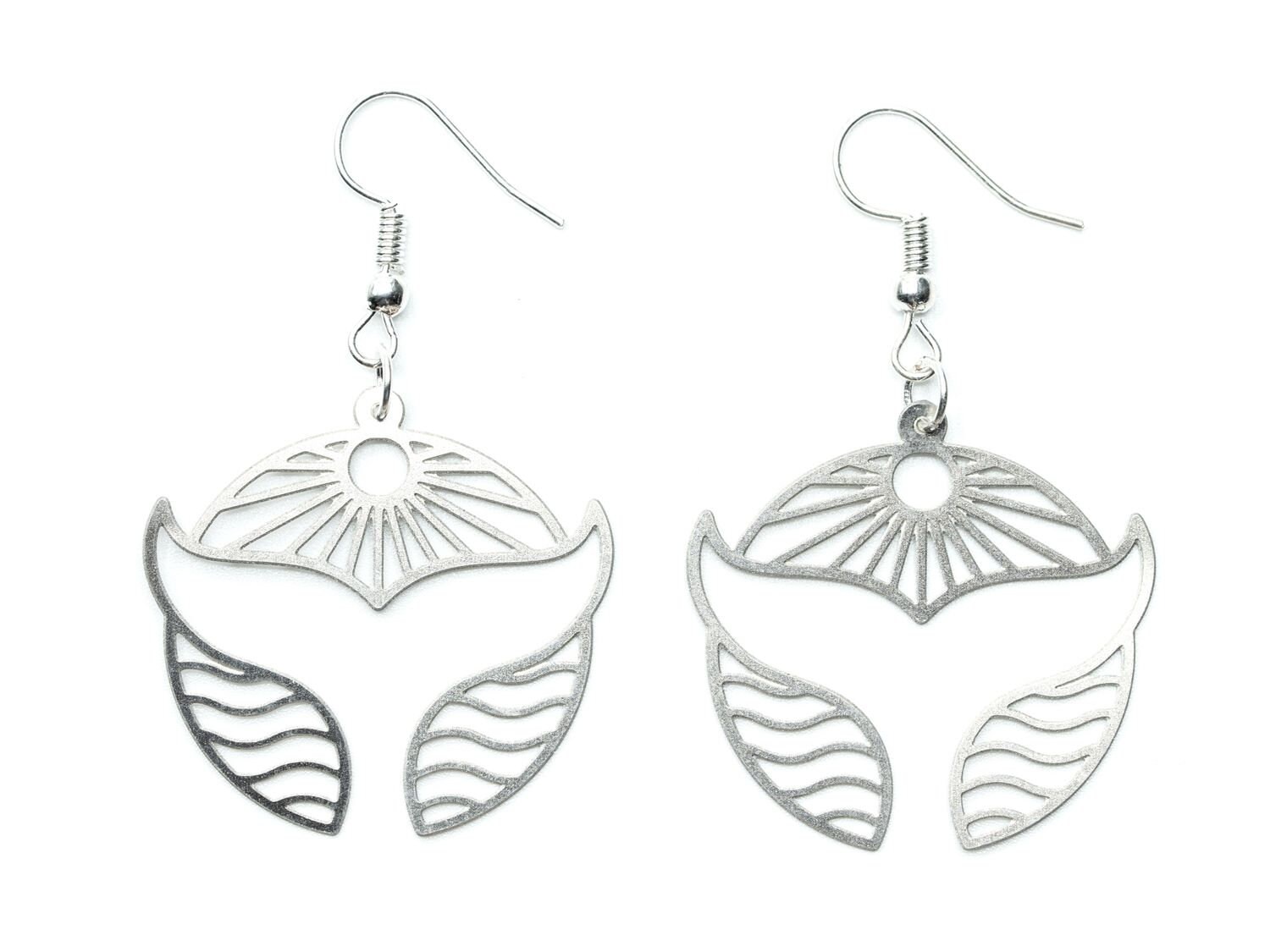 Walflosse Ohrringe Miniblings Hänger Ozean Delfin Flosse Edelstahl Rund Silber von Miniblings