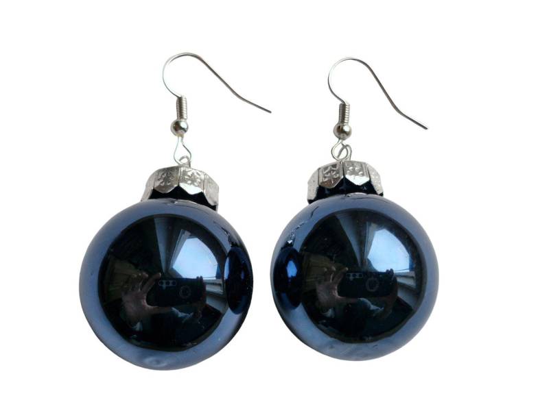 Weihnachtsbaumkugeln Ohrringe Miniblings Christbaumkugel Weihnachten Blau Glänzend von Miniblings