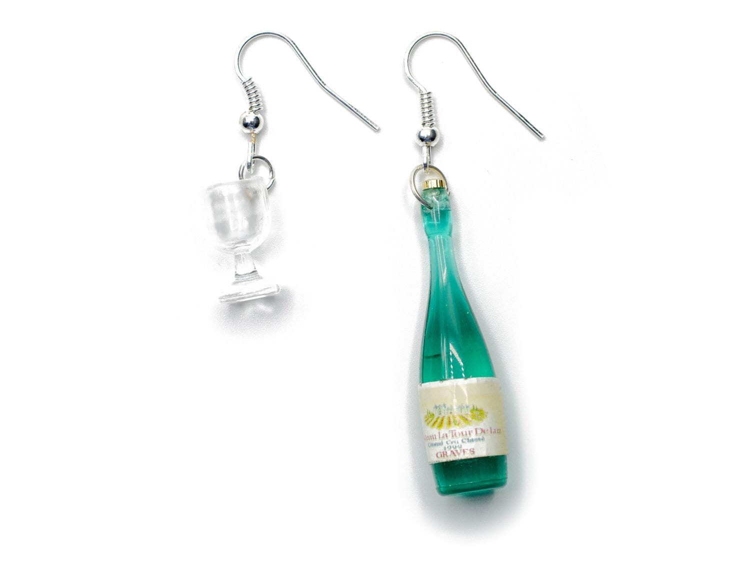 Weinglas Weinflasche Ohrringe Miniblings Ohrhänger Kelch Glas Flasche Türkis von Miniblings