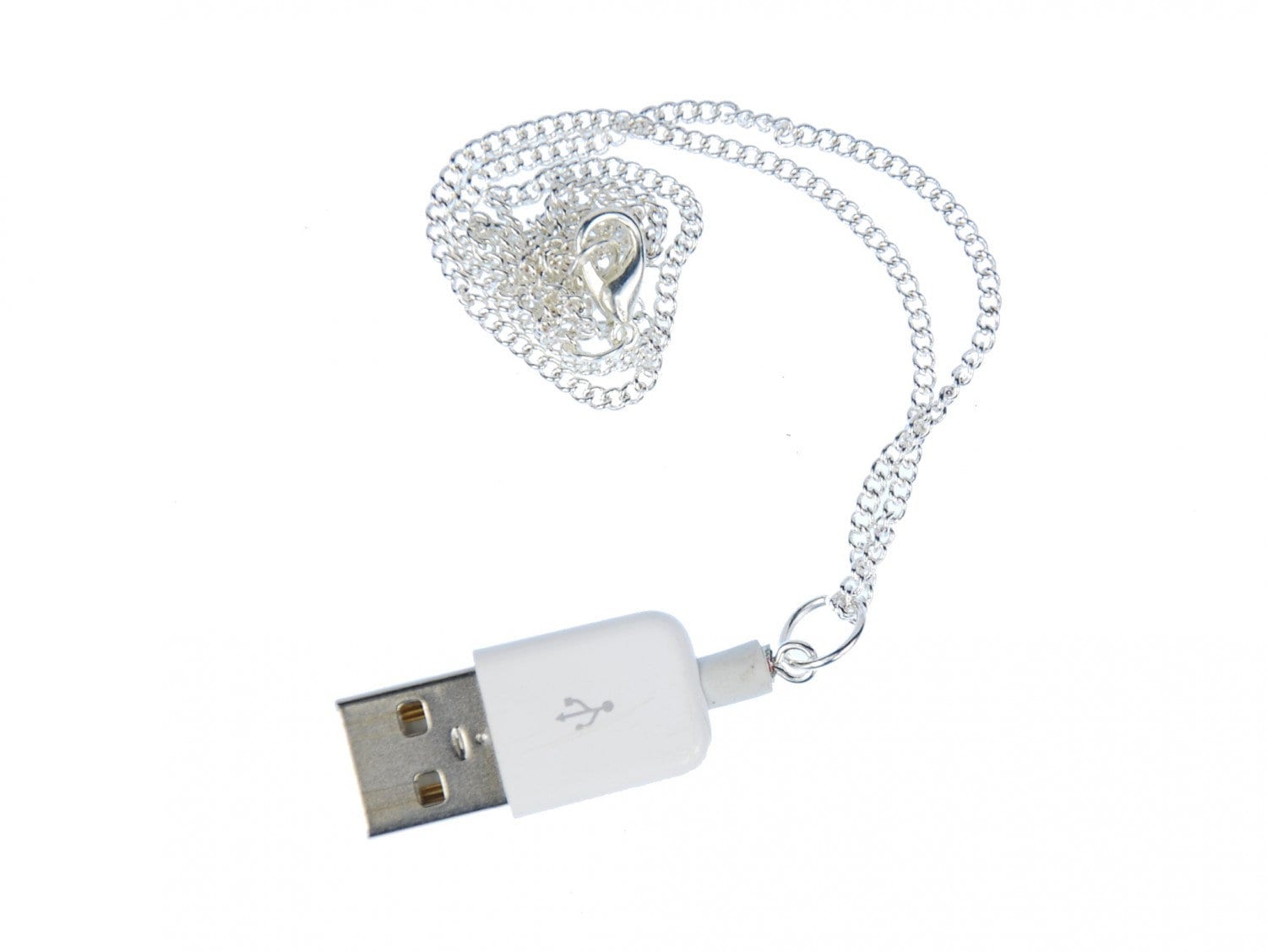 Weißer Usb Stecker Kette Halskette Miniblings 45cm Stick Computer Pc Deko von Miniblings