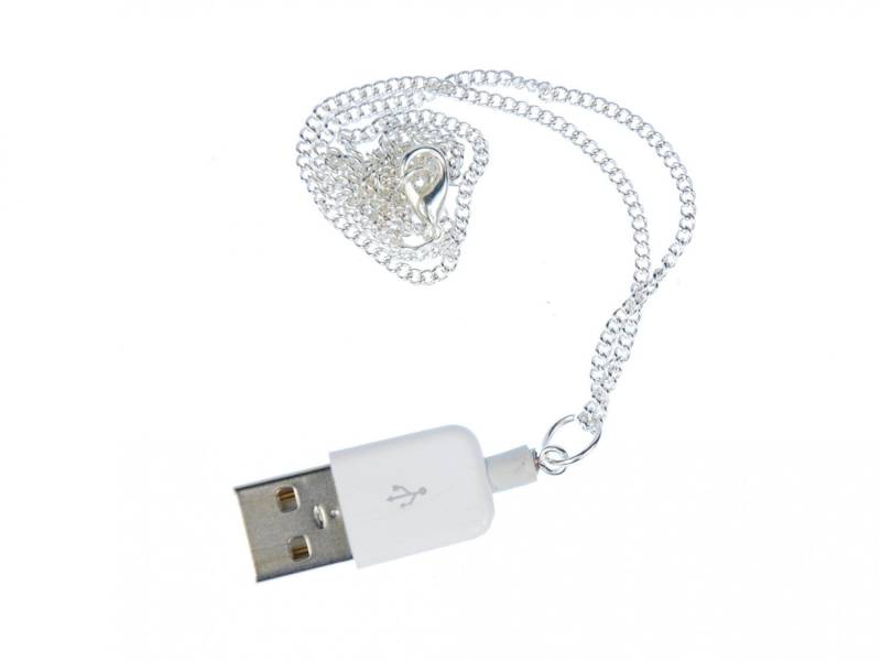 Weißer Usb Stecker Kette Halskette Miniblings 45cm Stick Computer Pc Deko von Miniblings