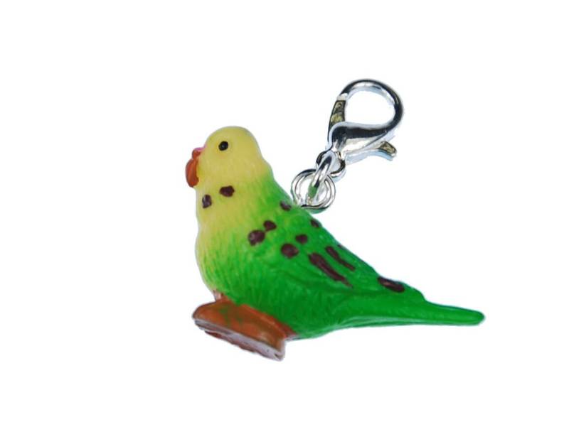 Wellensittich Charm Anhänger Bettelanhänger Miniblings Vogel Grün von Miniblings