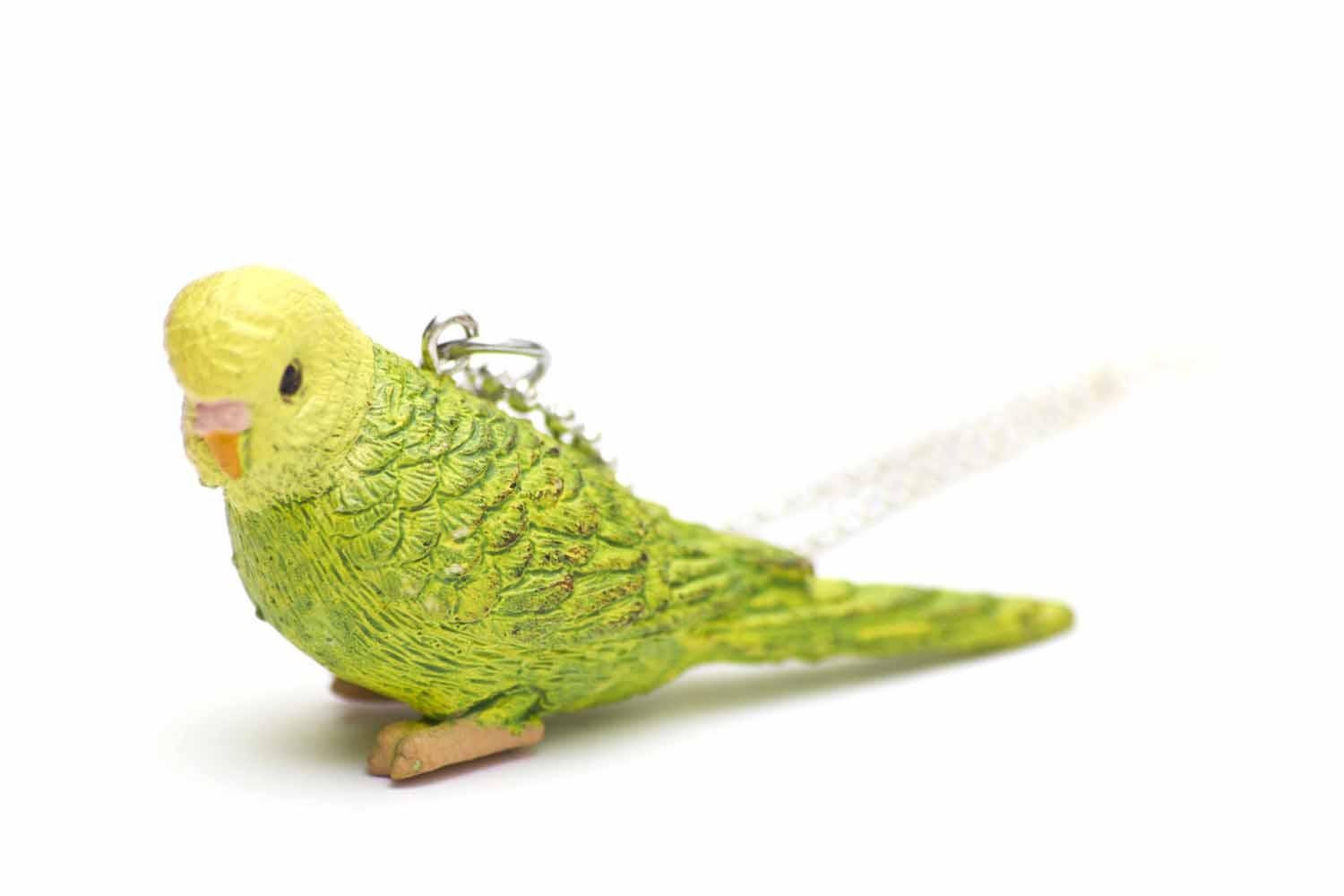 Wellensittich Kette Halskette Miniblings 80cm Vogel Vogelkette Gummi Grün 6cm von Miniblings