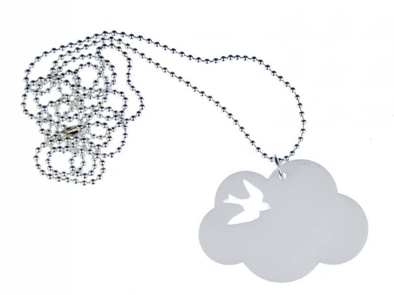 Wolke Acrylglas Kette Halskette Miniblings 80cm Wolken Schwalbe Vogel Weiß von Miniblings