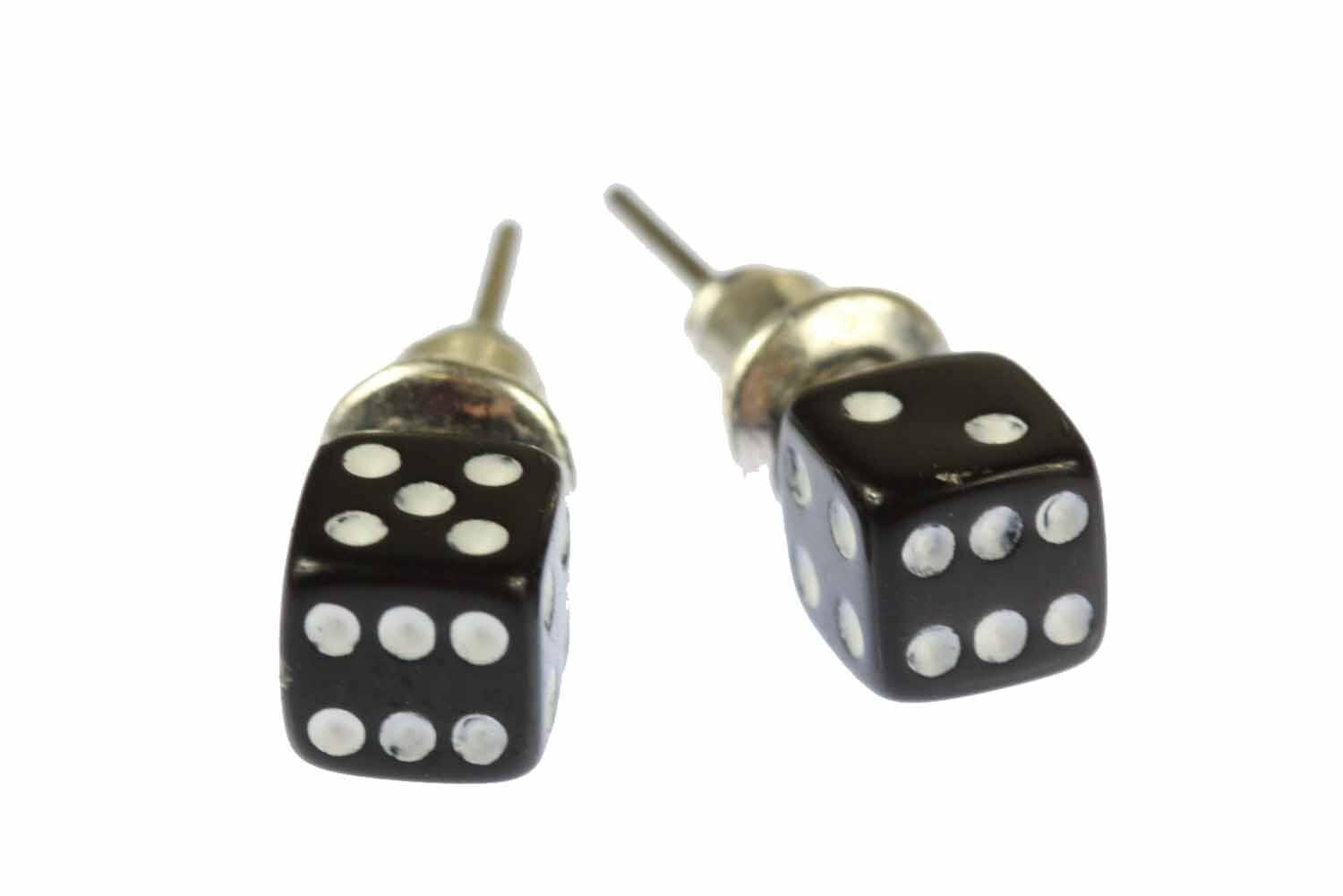 Würfel Ohrstecker Miniblings Stecker Ohrringe Spiel Kasino Spielen 3D 5mm Schwz von Miniblings