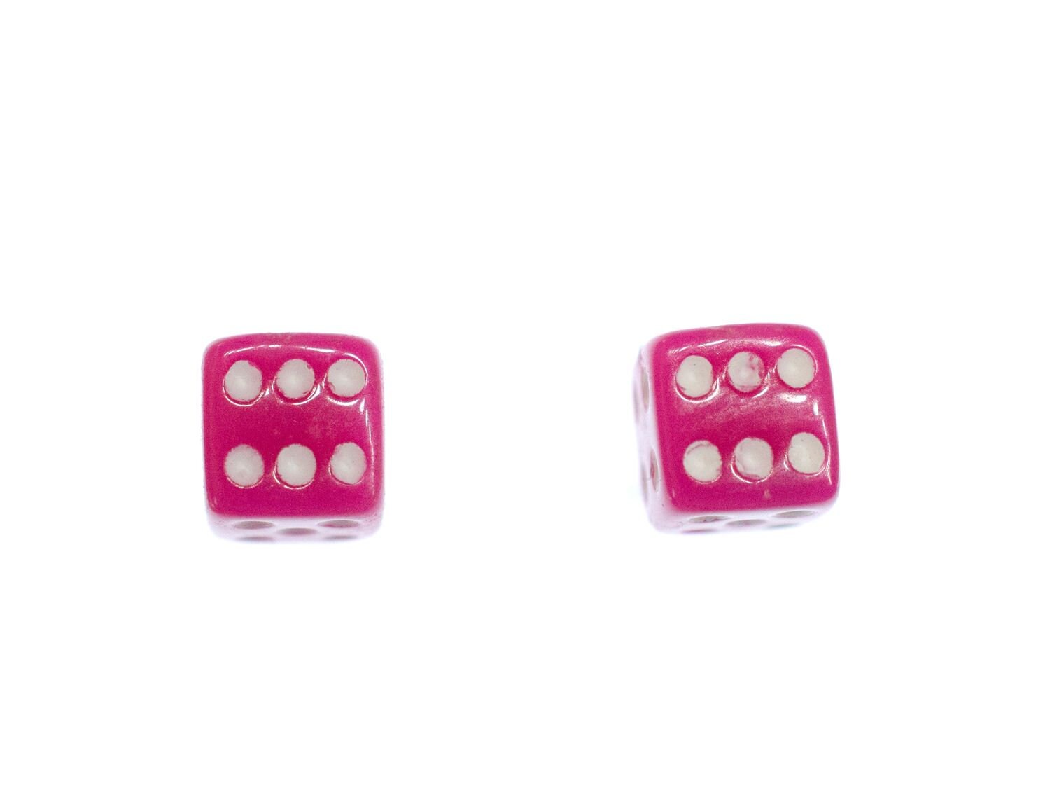 Würfel Ohrstecker Miniblings Stecker Ohrringe Spiel Kasino Spielen 3D Rosa Pink von Miniblings