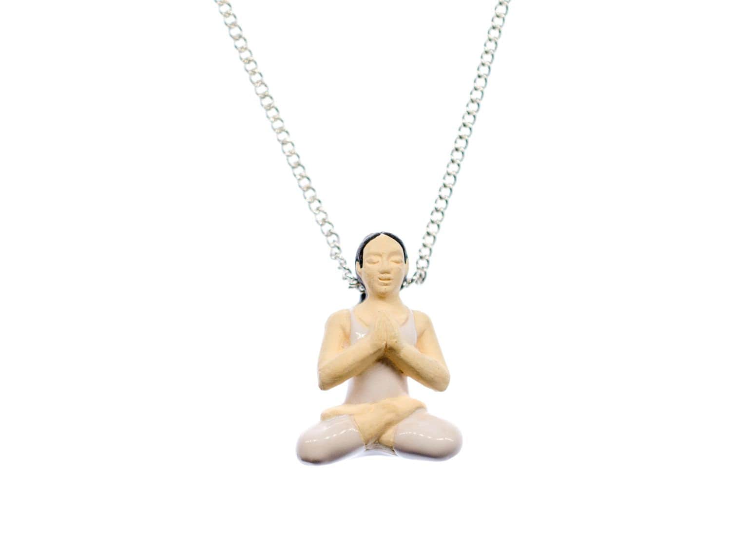 Yoga Lotussitz Frau Kette Halskette Miniblings Meditation 45cm Buddhismus von Miniblings