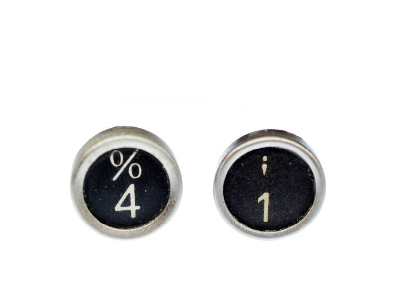 Zahl Wunsch Pin Brosche Miniblings Anstecker Schreibmaschine Wunschzahl Schwarz von Miniblings