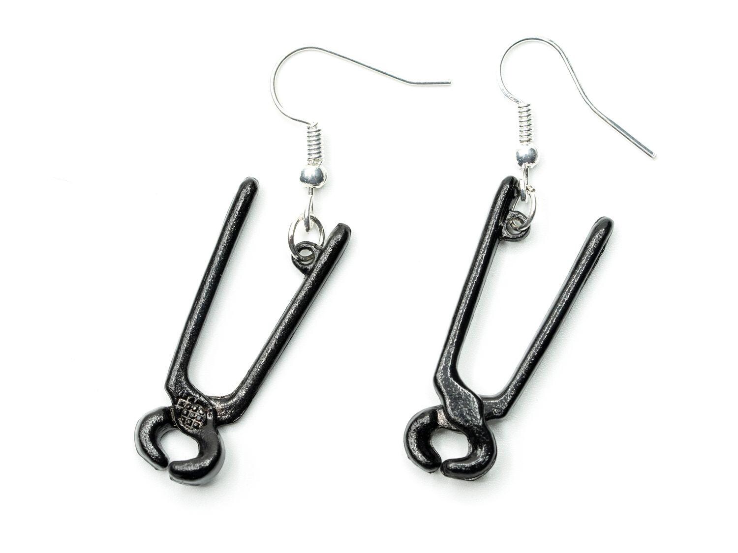 Zange Ohrringe Miniblings Hänger Kneifzange Miniatur Metall Werkzeug Schwarz von Miniblings