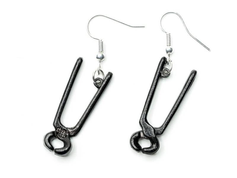 Zange Ohrringe Miniblings Hänger Kneifzange Miniatur Metall Werkzeug Schwarz von Miniblings