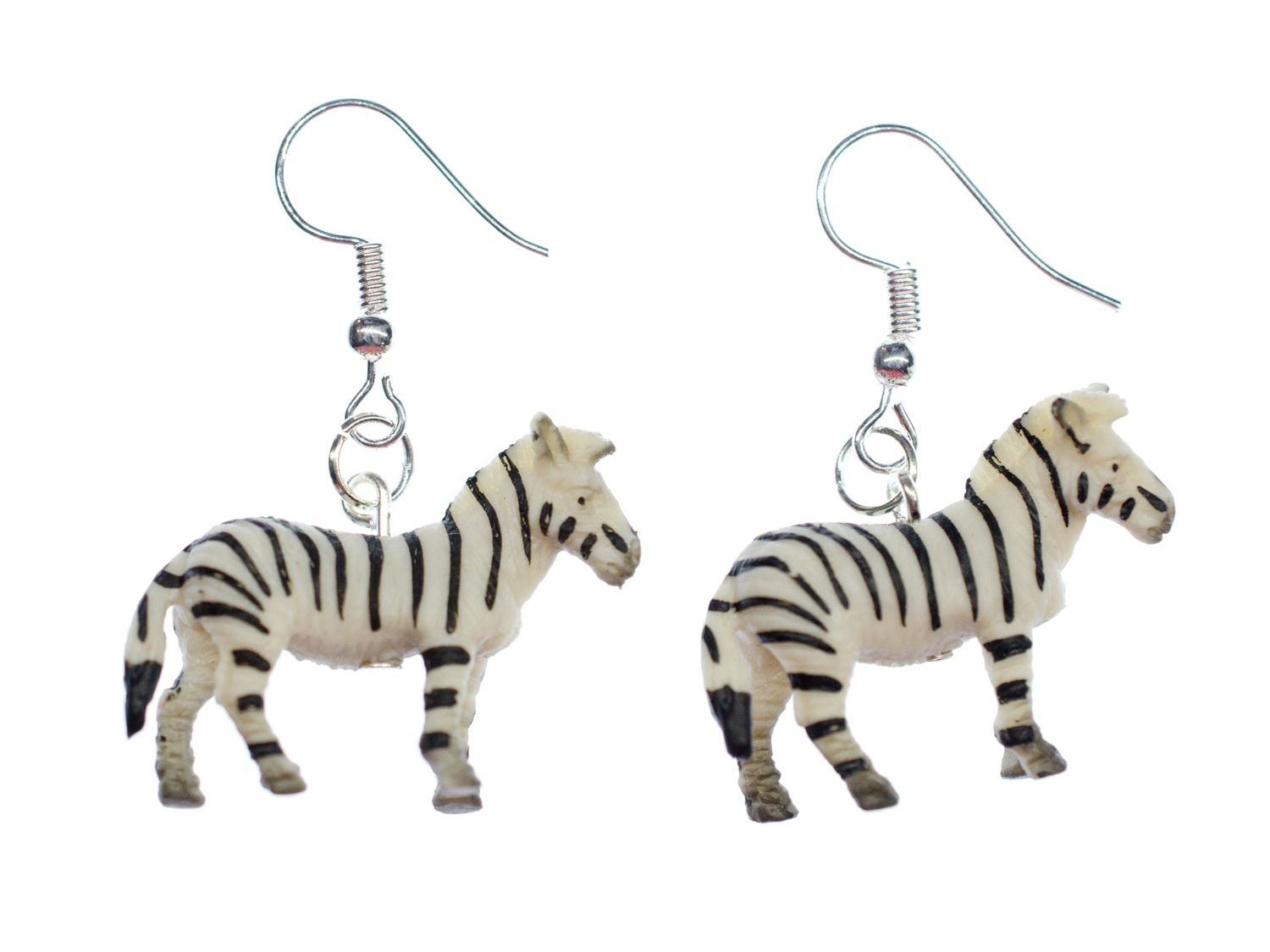 Zebra Ohrringe Miniblings Hänger Pferd Afrika Zebras Zoo Safari 25mm Gummi von Miniblings