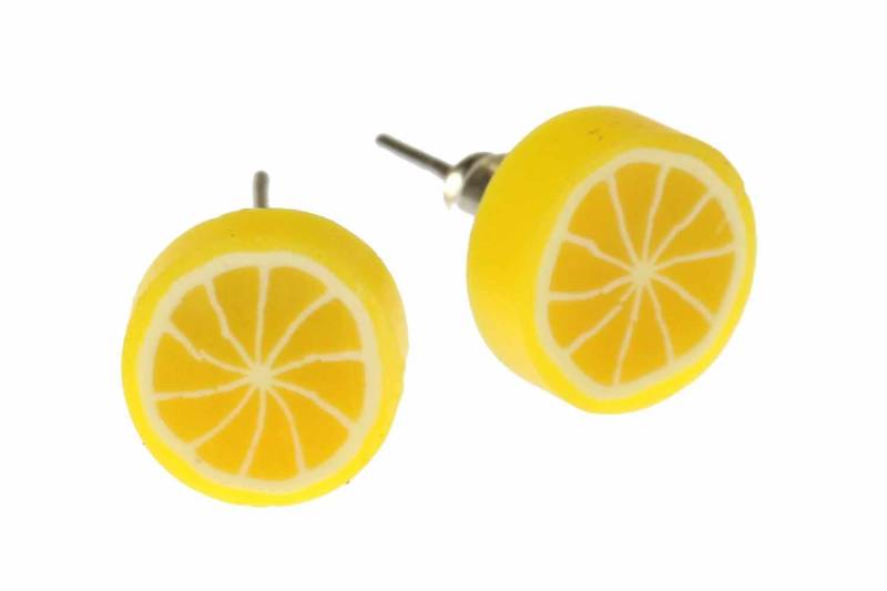 Zitrone Ohrstecker Miniblings Stecker Ohrringe Zitronen Frucht Obst Gelb Rund von Miniblings