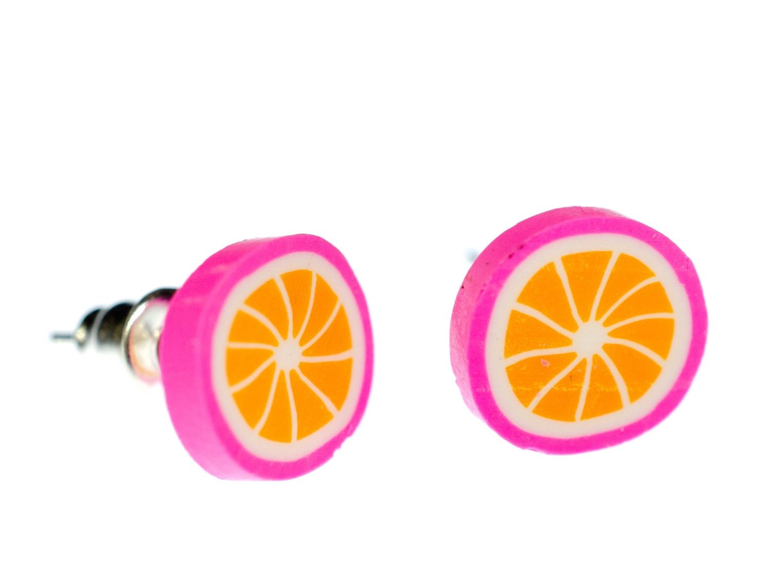 Zitrone Pink Ohrstecker Miniblings Stecker Frucht Exotisch Grapefruit Obst von Miniblings