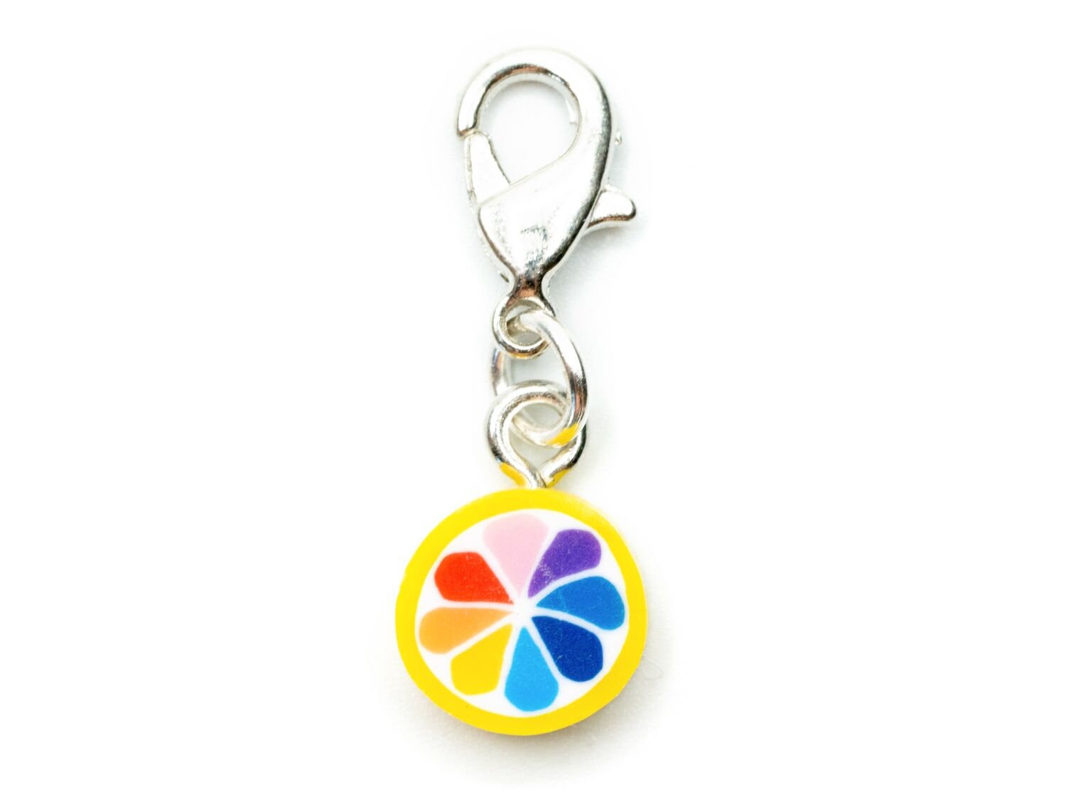 Zitronenscheibe Charm Miniblings Anhänger Zitrone Regenbogen Bunt Pride Lgbtqi von Miniblings