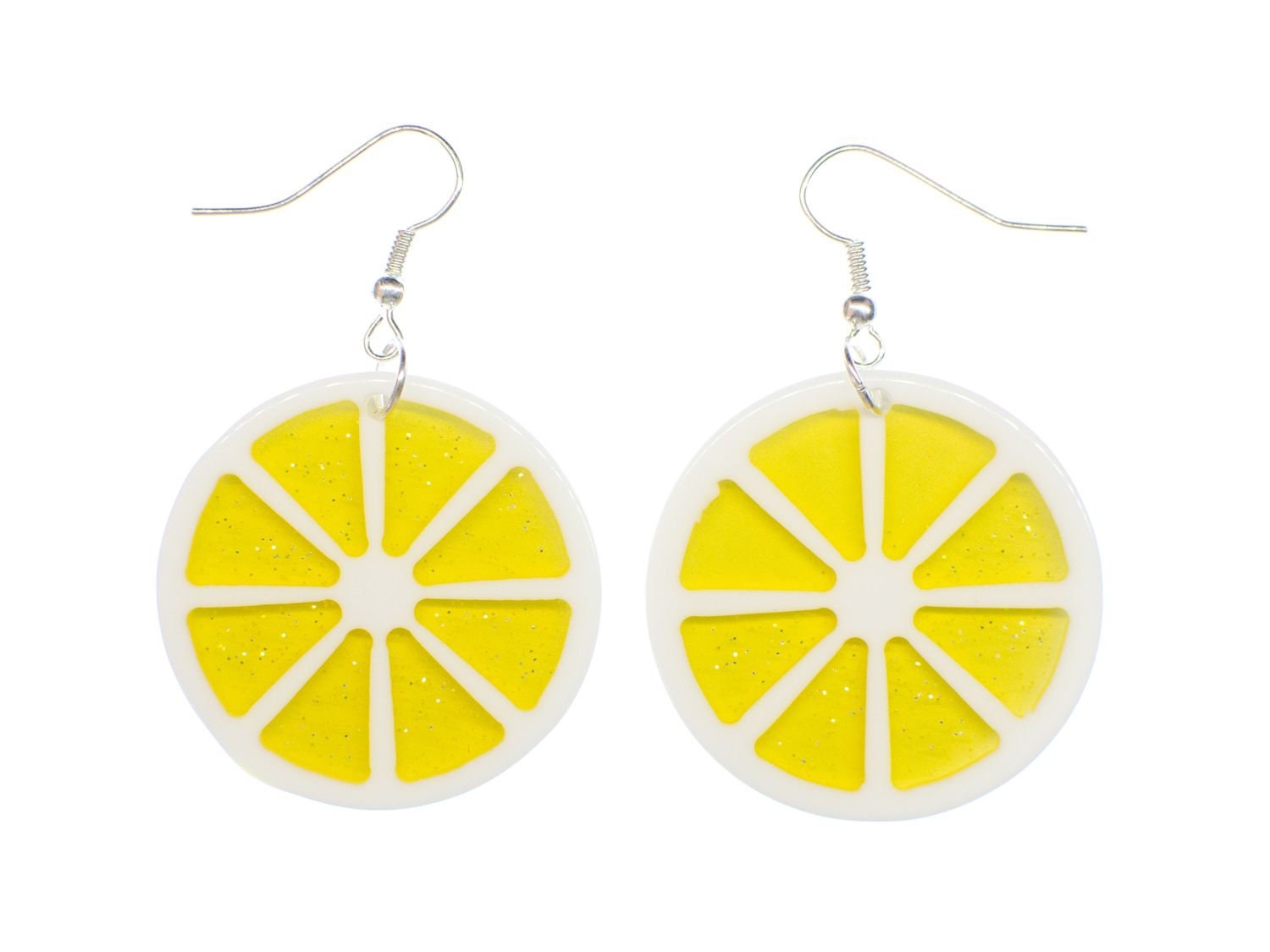 Zitronenscheibe Zitrone Ohrringe Miniblings Hänger Lemon Frucht 35mm Gelb von Miniblings