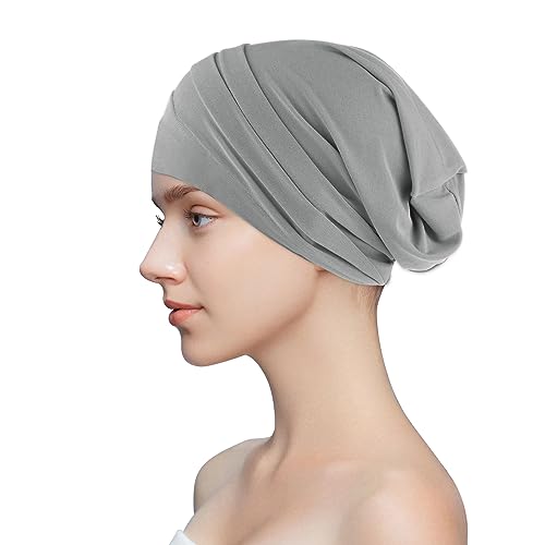 Chemo Hüte Baumwolle Schwarz Grau Khaki Leder Lila Chemo Cancer Kopfbedeckung Soft Adjustable Frauen Baumwolle Bandana Turban Schlafmütze Turban Kopfbedeckung Muslimisches Kopftuch für Frauen von Minicloss