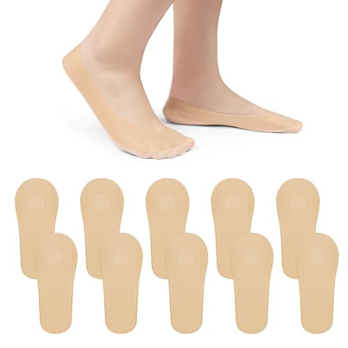 Damen Unsichtbare Socken Atmungsaktive Socken aus Eisseide 10 Paar, No Show Rutschfeste Socken mit Siliconpad Kurze Socken für Casual den Außenbereich 35-38 von Minicloss