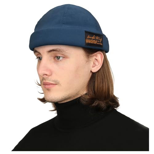 Minicloss Corduroy Brimless Hat, Sommer Docker Cap, Retro Brimless Hat 100% Cotton Docker Cap, Ohne Schirm,Herren Damen Verstellbar Seemannsmütze Hafenmütze- Blaue von Minicloss