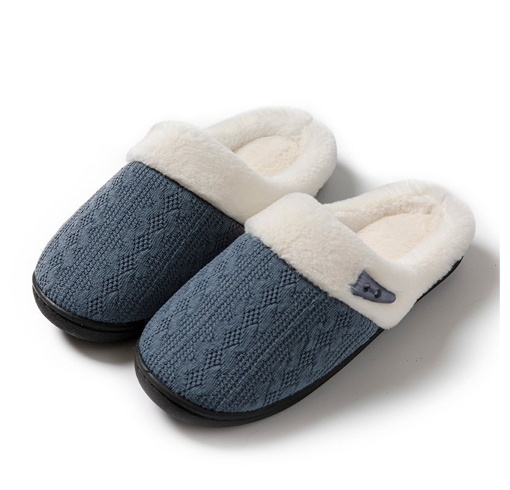 Minicloss Damen und Herren-Hausschuhe zum Reinschlüpfen Plüsch Hausschuhe Weich, beguem, rutschfest von Minicloss