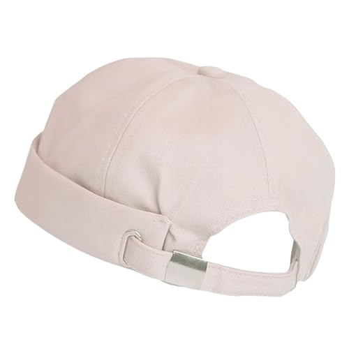 Minicloss Docker Cap Herren Damen Hut, Verstellbar Hafenmütze, Ohne Schirm Beanie Cap Retro Brimless Hat,Chinesischer Stil,Baumwolle,Kurz, beige von Minicloss