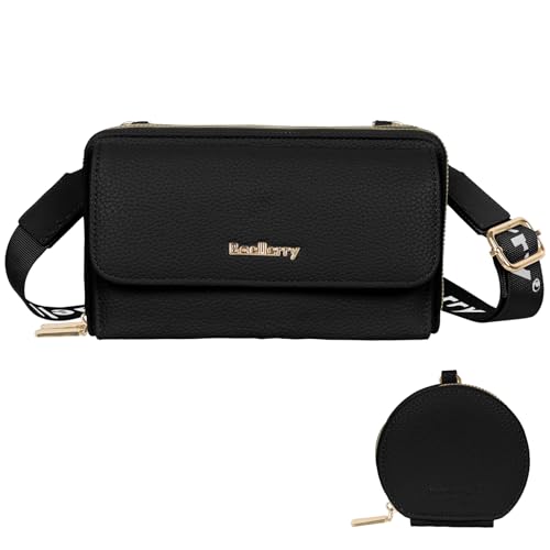Minicloss Klein Handy Umhängetasche Damen, Handytasche zum Umhängen PU Leder Crossbody Schultertasche für Frauen Multifunktionale Schultertasche Reißverschluss Crossbody with Kleine Geldbörse von Minicloss