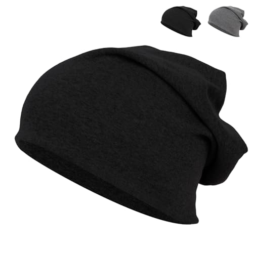 Minicloss Pullover mütze aus Baumwolle,Baumwolle Slouchy Beanie Hüte,Beanie Mütze für Herren und Damen,Beanie Mütze für Winddicht und Warm,Beanie Hüte für Reisen im Freien,Schwarz von Minicloss