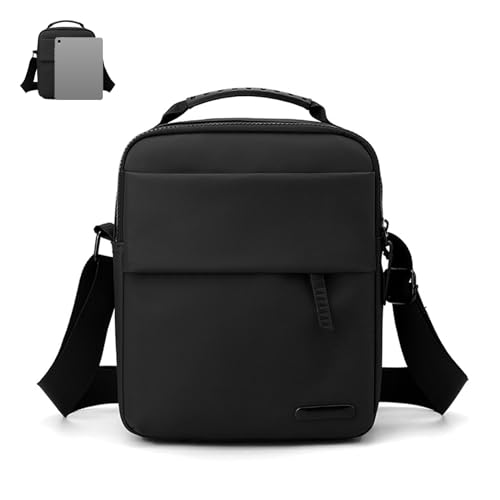 Minicloss UmhäNgetasche Messenger Bag,Wasserdicht Herren Schultertaschentragbar UmhäNgetasche Mit Doppellagige Fronttasche,Wasserdicht Schultertaschen Mit Diebstahlschutztasche Hinten(Schwarz) von Minicloss