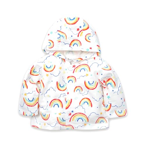 Minicoco Neugeborene Baby Kapuzenjacke aus Baumwolle Frühling Mantel Übergangsjacke für Baby 0-18 Monate (DE/NL/SE/PL, Alter, 9 Monate, 12 Monate, Regenbogen) von Minicoco