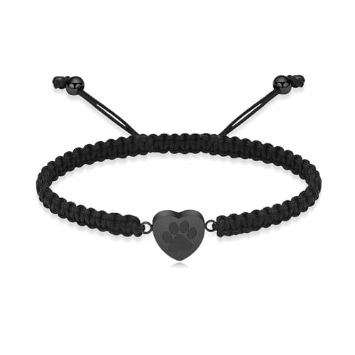 Minicremation Edelstahl-Armband mit Pfotenabdruck, Urnenarmband für Asche, verstellbares Herz, Einäscherungsschmuck, Andenken, Armreif, Geschenke für Frauen, 15-25cm, Edelstahl, Kein Edelstein von Minicremation