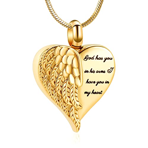 Minicremation Einäscherung Herz Urne Halskette Asche Schmuck für Frauen Männer Keepsake Anhänger Memorial Locket Asche Halter (Gold) von Minicremation