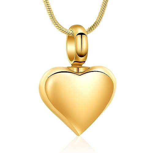 Minicremation Einäscherung Herz Urne Halskette Asche Schmuck für Frauen Männer Keepsake Anhänger Memorial Locket Asche Halter (Gold-A) von Minicremation