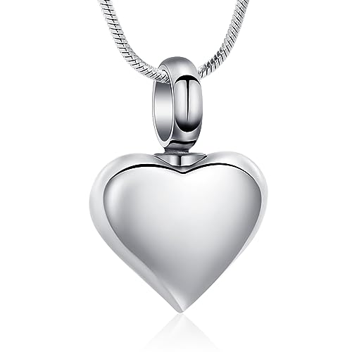 Minicremation Einäscherung Herz Urne Halskette Asche Schmuck für Frauen Männer Keepsake Anhänger Memorial Locket Asche Halter (Sliver-A) von Minicremation