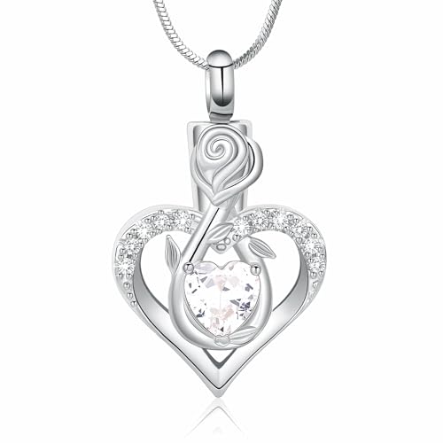 Minicremation Herz Halsketten Einäscherung Urne Halskette Asche Liebe Herz Birthstone Halskette Schmuck Geschenke Andenken Anhänger Memorial Locket Asche für Frauen Mädchen von Minicremation