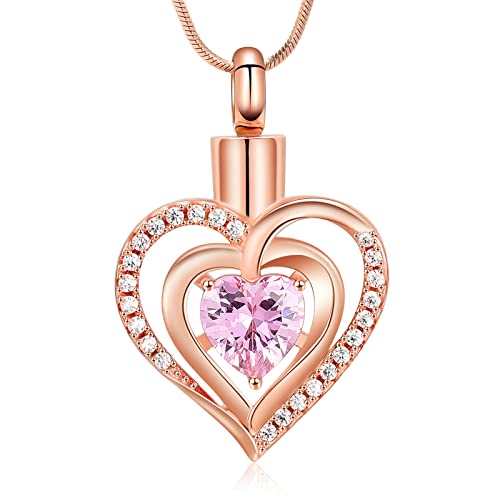 Minicremation Herz Halsketten Einäscherung Urne Halskette Asche Liebe Herz Birthstone Halskette Schmuck Geschenke Andenken Anhänger Memorial Locket Asche für Frauen Mädchen von Minicremation