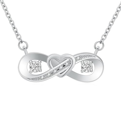 Minicremation Infinity Kremation Jewerly Herz Urne Halskette für Asche Birthstone Crystal Anhänger für Frauen von geliebten Menschen Memorial Keepsake (Silber) von Minicremation