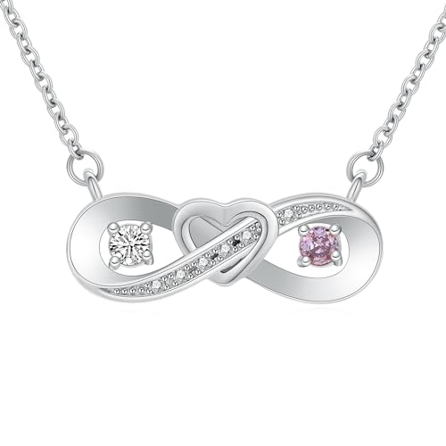 Minicremation Infinity Kremation Jewerly Herz Urne Halskette für Asche Birthstone Crystal Anhänger für Frauen von geliebten Menschen Memorial Keepsake (Silber-A) von Minicremation
