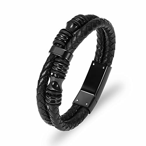 Minicremation Kremation Schmuck Urne Armband für Asche für geliebte Menschen Echtes Leder Memorial Urne Bangles Asche Halter Keepsake Armband für Männer (18, Schwarz) von Minicremation