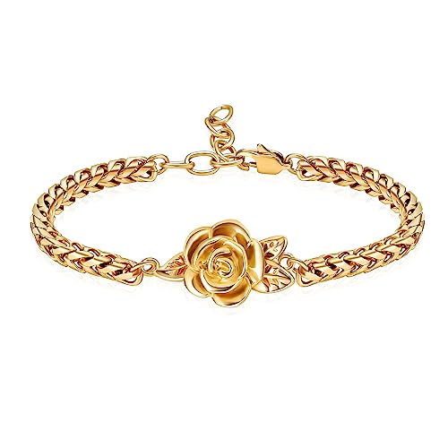 Minicremation Rose Blume Urne Armband für Asche für Frauen Verstellbar Andenken Armband Urne Armreif Asche Halter Gliederkette Asche Armband für Frauen, Edelstahl, Kein Edelstein von Minicremation