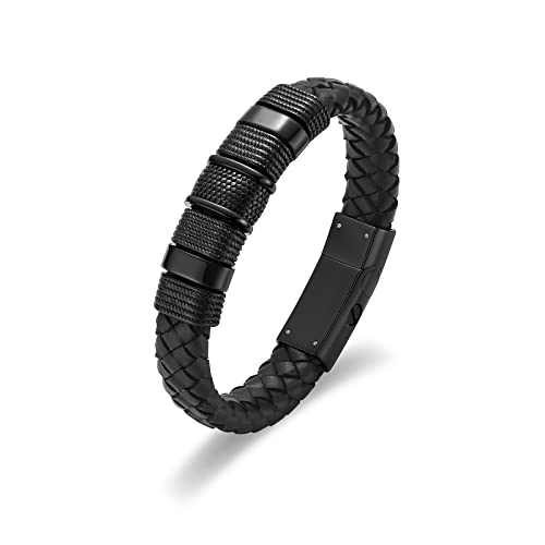 Minicremation Urnen-Armband für Asche, Andenken, Manschettenarmreif, Lederarmband für Damen und Herren, Erinnerungsschmuck, Urnenhalter (schwarz, 18 cm) von Minicremation