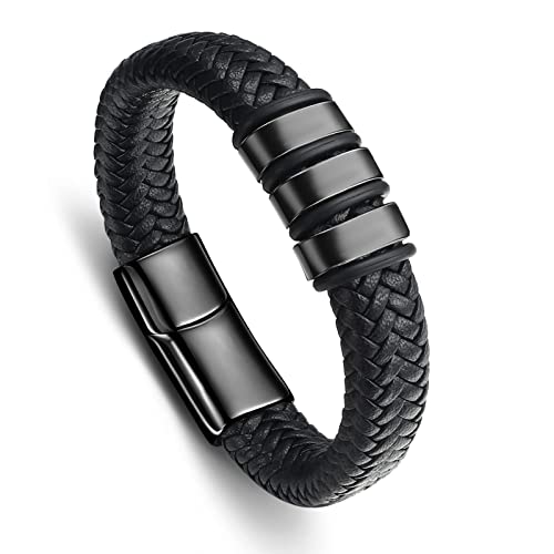 Minicremation Urnenarmband für Asche für Frauen Männer gewebtes Leder Seil wickeln Kremation Schmuck Kremation Urnenarmband für Asche (Schwarz -24cm) von Minicremation