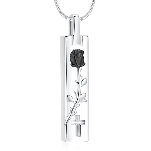 Minicremation Urnen-Halskette aus Edelstahl für Asche für Mensch/Haustiere, quadratischer Stab mit Kreuz, Asche, Schmuck, Andenken, Gedenkanhänger, Edelstahl, Kein Edelstein Minicremation Urnen-Halskette aus Edelstahl für Asche für Mensch/Haustiere, quadratischer Stab mit Kreuz, Asche, Schmuck, Andenken, Gedenkanhänger, Edelstahl, Kein Edelstein von Minicremation